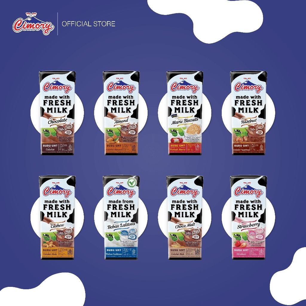 Cimory Fresh Milk Susu UHT 250 ml (Coklat, Strawberry, Blueberry,Marie biscuits, Almond)