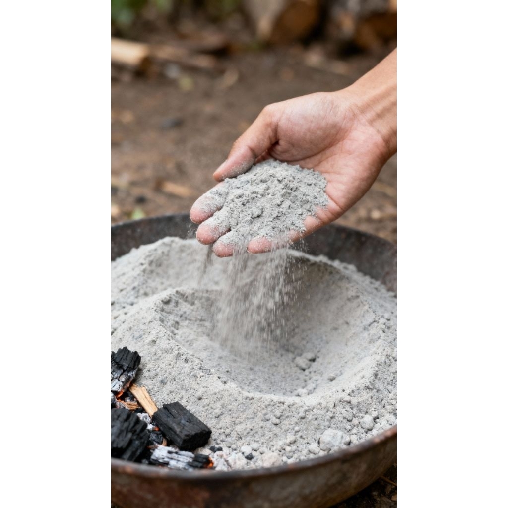 abu kayu bakar halus