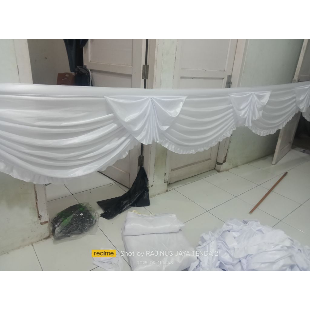 rumbai + rumbai tenda putih bersih satu warna model lidah kipas