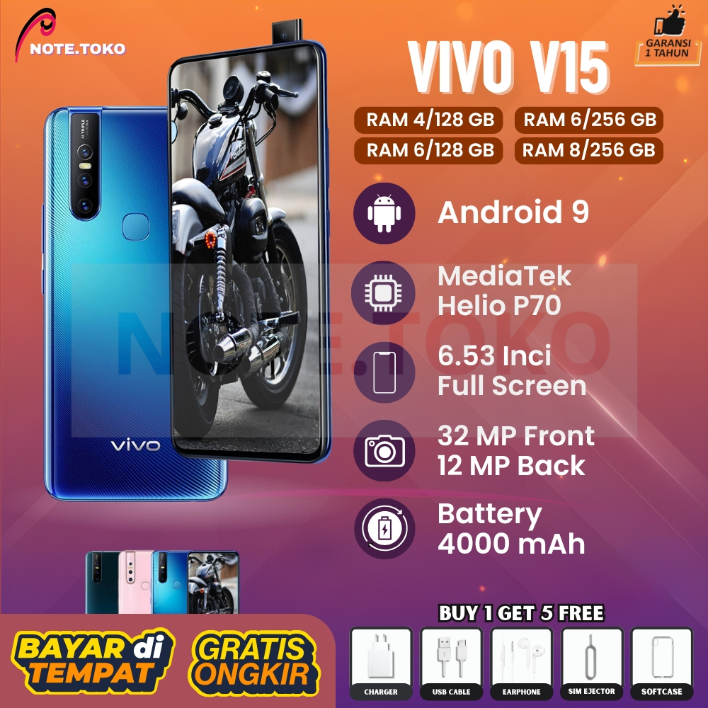 HP VIVO V15 RAM 8+256 GB Fullset Garansi 1 Tahun