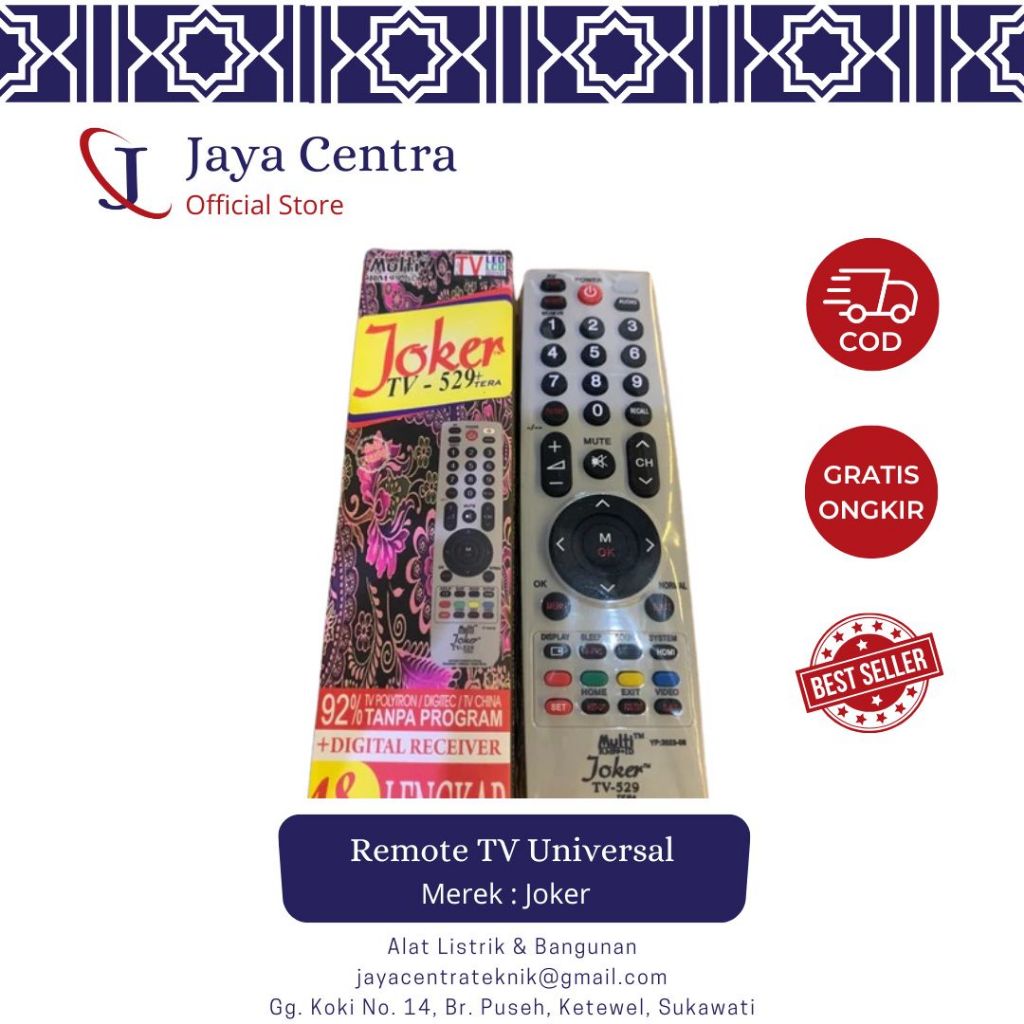 Remot TV Multi Joker/Remote TV Universal/Joker TV-529 Tera LED LCD 92/TV Polytron Digital Program + 