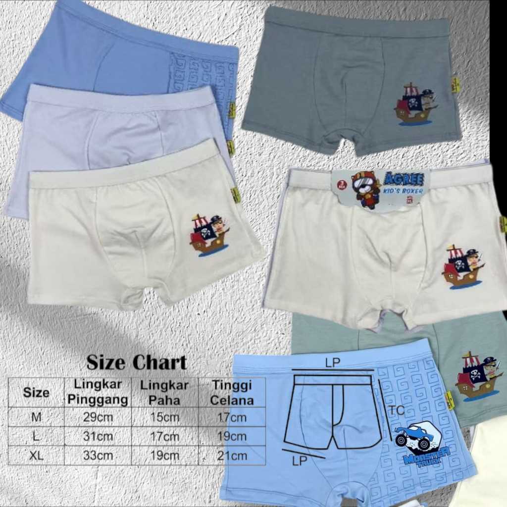 2pcs - Boxer Agree / Boxer Anak / Celana Dalam Anak / Agree Boys / Celana Boxer // Cd / Celana Dalam