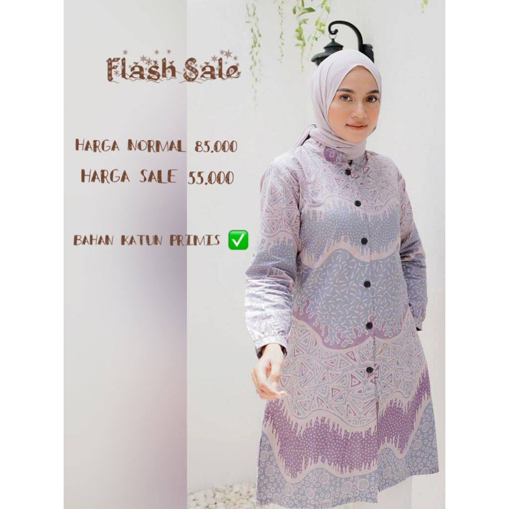 Baju Tunik Batik Wanita Seragam Guru Kantor Jumbo Ld 120cm