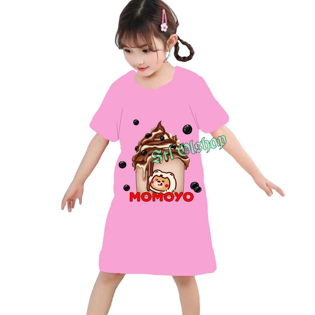 Daster anak perempuan motif boba & lucu | dress anak umur 3-10 tahun | Momoyo