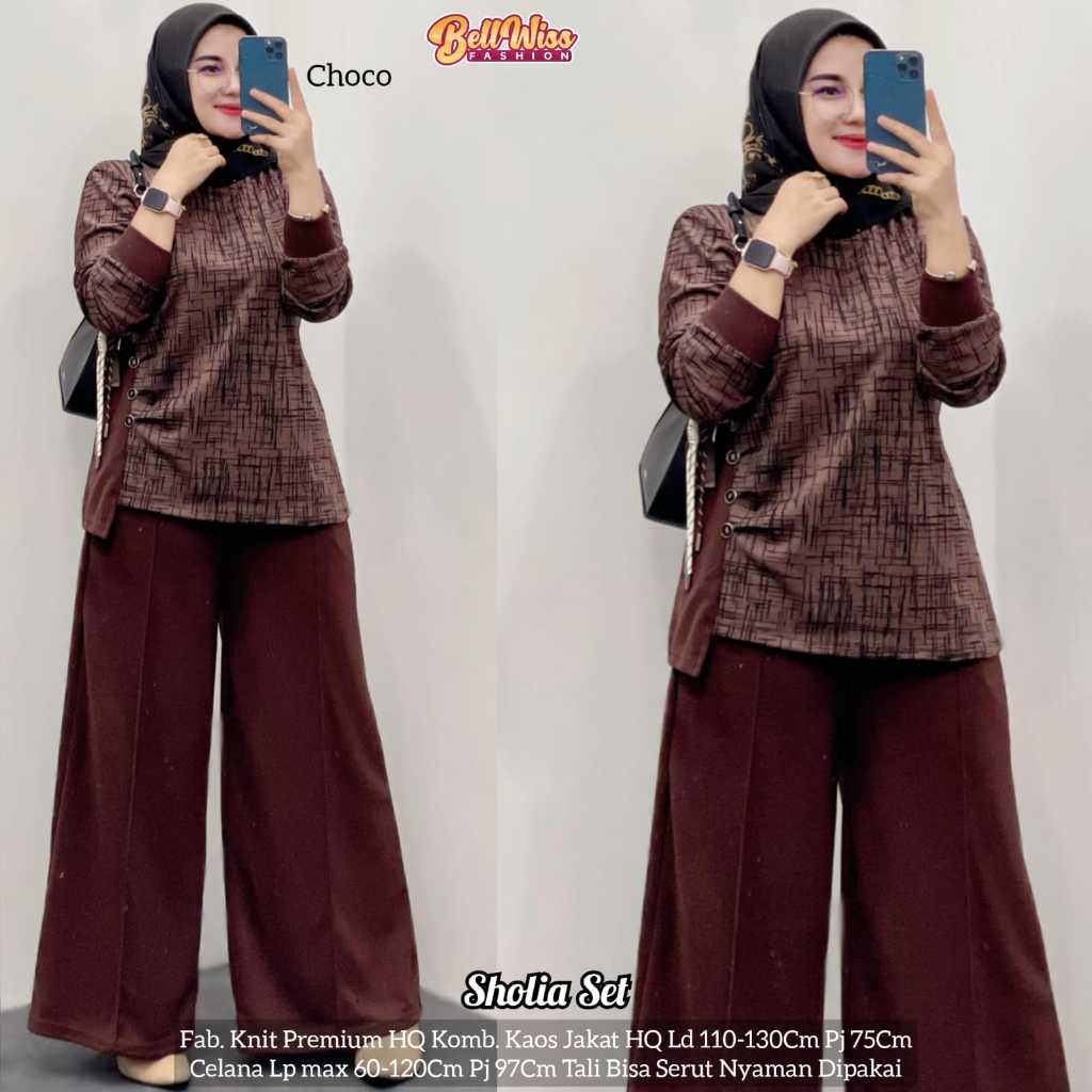 Bellwiss - Elssa Sholia Haura Set Celana Wanita • Knit Import Mix Kaos Jacket Import