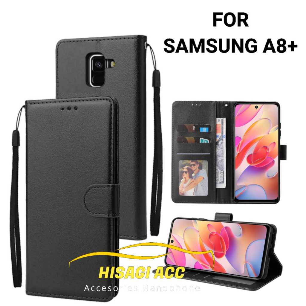 Casing Hp Cover hp Untuk SAMSUNG GALAXY A8 PLUS Leather Flip Case Dompet