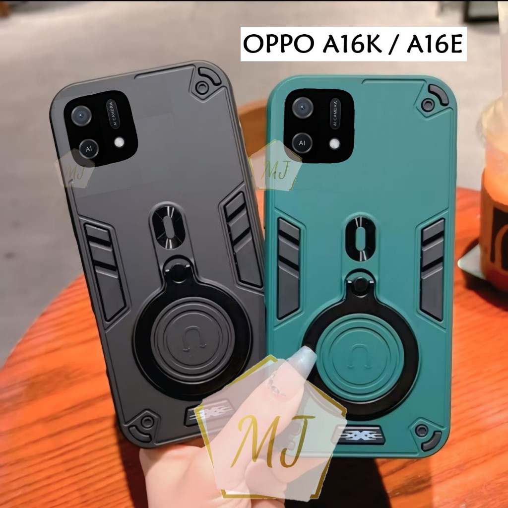 Casing Hp Oppo A16E / Oppo A16K Case Robot Fiber Ring 360 Ring Case Pro Camera Cover Handphone