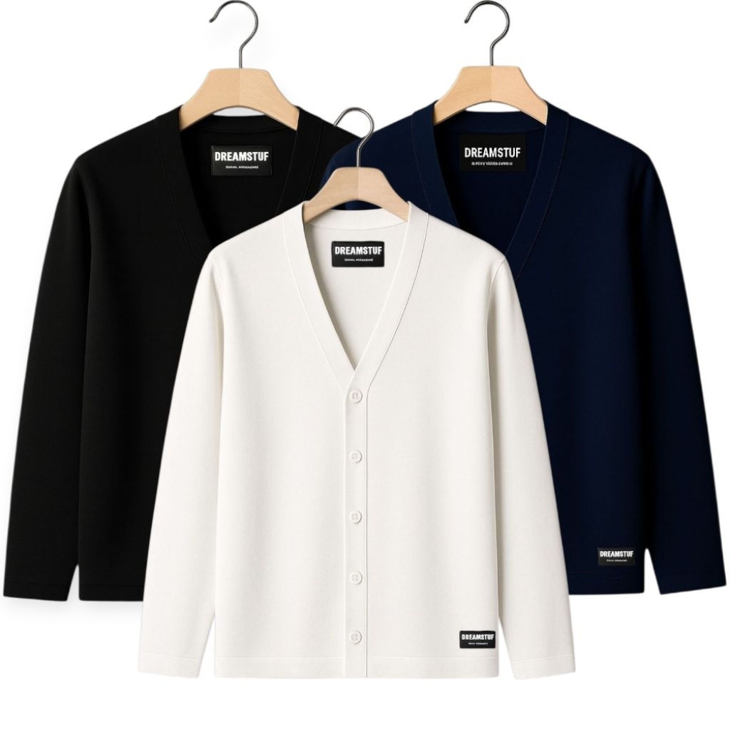 Paket 3 Pcs Sweater Cardigan v-neck Kancing Lengan Panjang PremiumJaket Laki Laki Kekinian Pakaian K