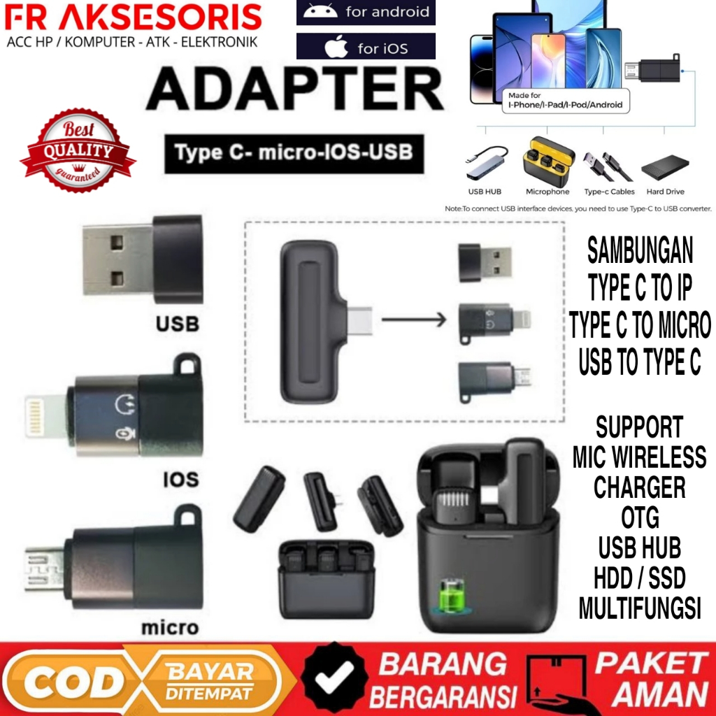 Sambungan Type C TO Lightning / Type C TO Micro / USB TO TYPE C Converter Adapter CHARGER SUPPORT MI