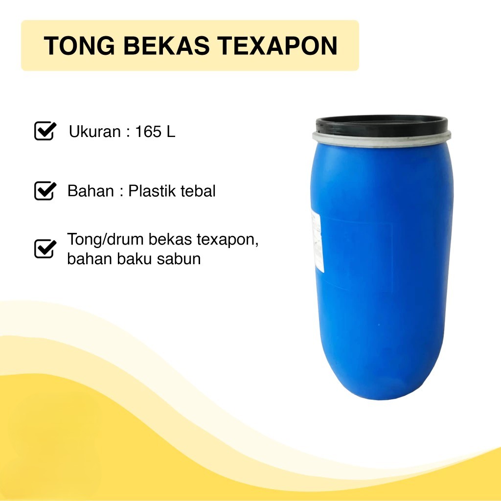 Tong/Drum Baru/Bekas Texapon 165L dan 200 liter Tong Plastik Pengunci Tong Sampah