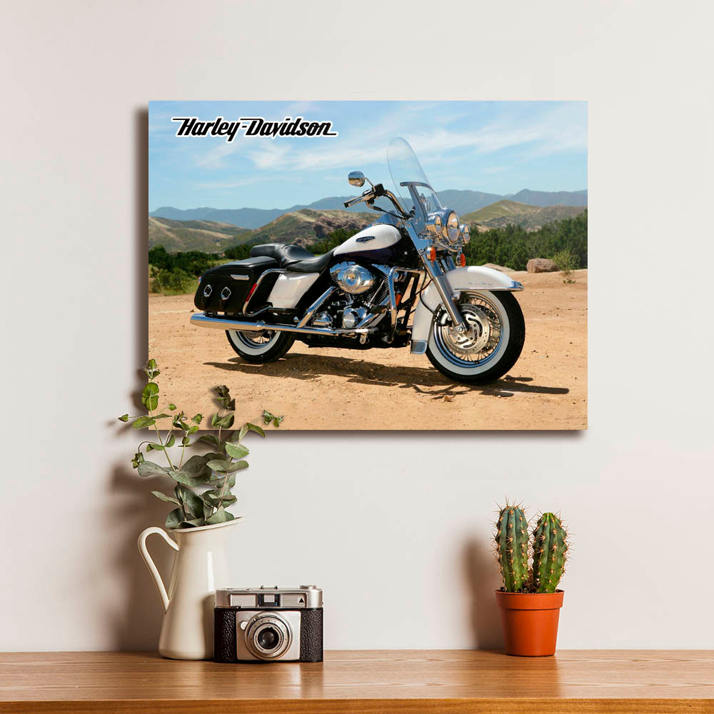 Poster HD Harley Davidson Touring Road King Dekorasi Hiasan Pajangan Dinding Bingkai Kayu Siap Pasan