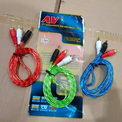 (AV) KABEL AUDIO HP KE SPEAKER SAMBUNGAN AUX 2IN1 AUX CABLE HANDPHONE