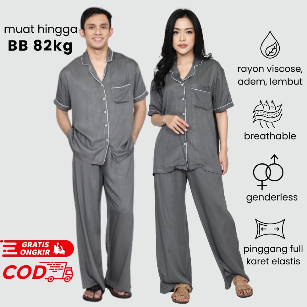 Piyama Tidur Wanita Pria Baju Rayon Viscose LZS Couple Suami Istri Baju Istirahat Busui