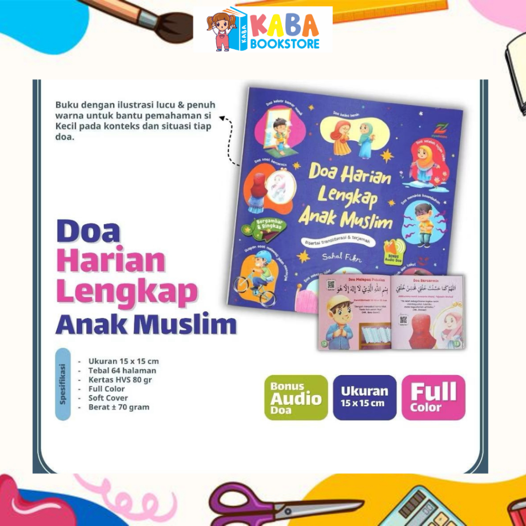 Ziyadbooks - Doa Harian Lengkap Anak Muslim - Buku Belajar Berdoa Keseharian dengan Gambar Menarik