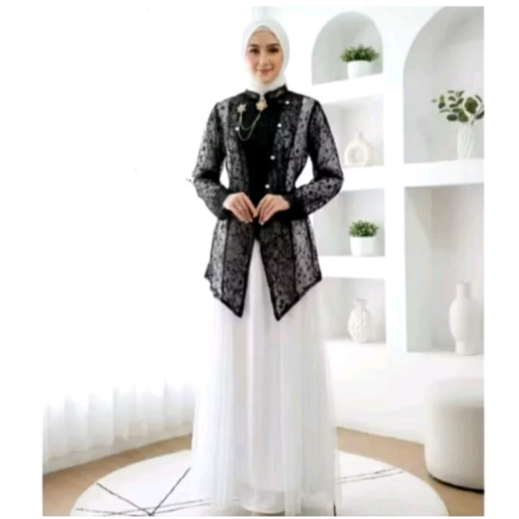 Sakura outer brokat kebaya janggan / outer tunik brokat modern / outer kebaya wisuda keondangan