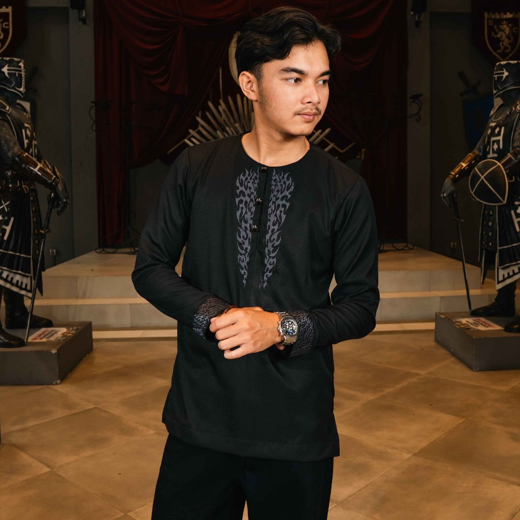 Baju Koko Muslim Pria BOZRVK Noir Koko Hitam Modern & Stylish