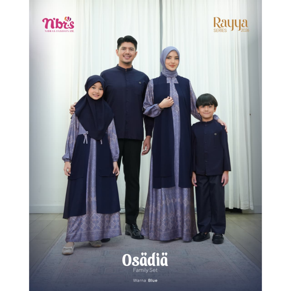 SARIMBIT NIBRAS OSADIA BLUE FAMILY SERIES GAMIS BAJU BUSANA MUSLIM IBU WANITA ANAK PEREMPUAN KOKO KE