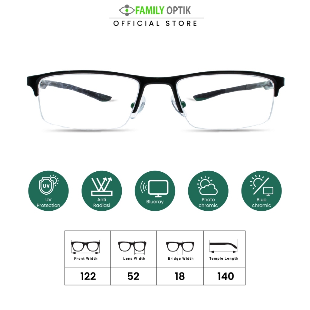 Family Optik - Kacamata Airtech Blueray Photocromic Anti Radiasi 6130