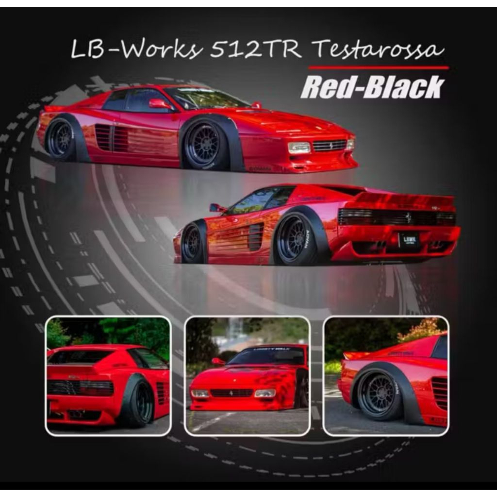 star model ferrari 512TR testarossa LBWK red black rims