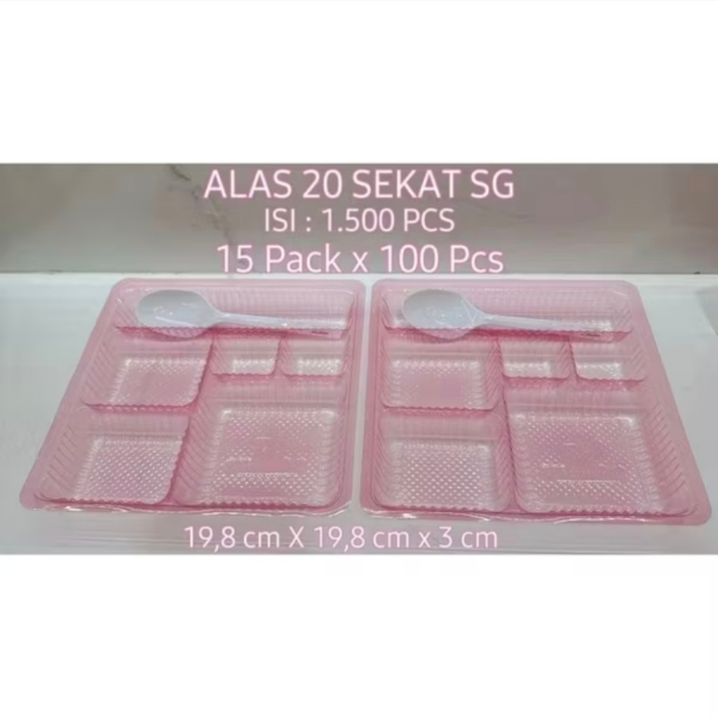 Mika Alas Sekat 5 Pink and Putih + Sendok isi 100pcs