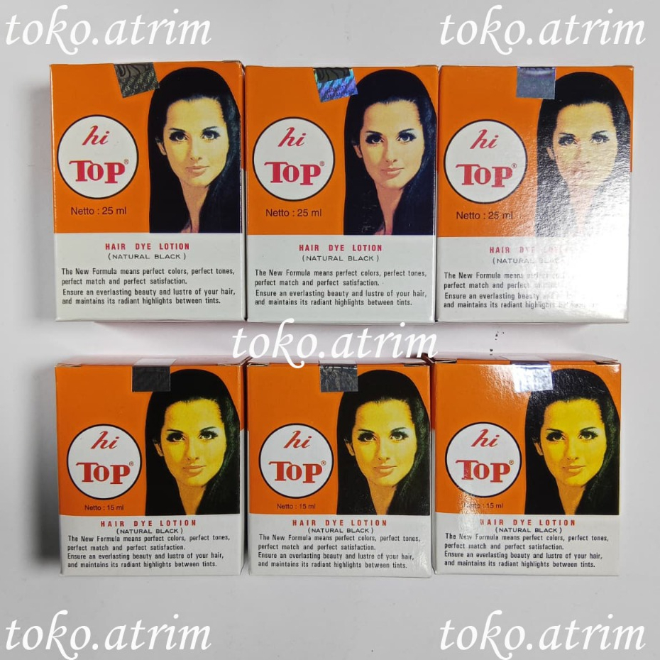 ( 1 Lusin ) HI TOP Semir Rambut 25 ML | HI TOP Hair Dye Natural Black 25 ML | ASLI