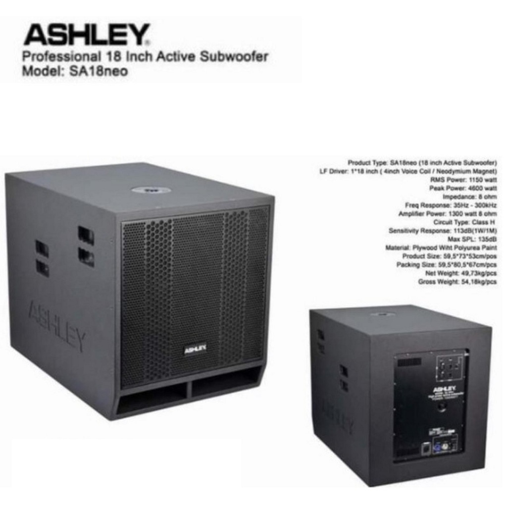 SubWoofer Aktif 18 Inch Ashley Sa18Neo Sa18 Neo Original