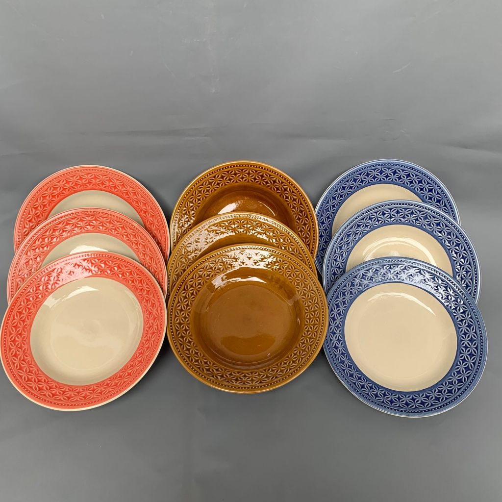 Piring Makan Keramik Batik Kawung 1 Lusin - Piring Keramik - Piring Makan