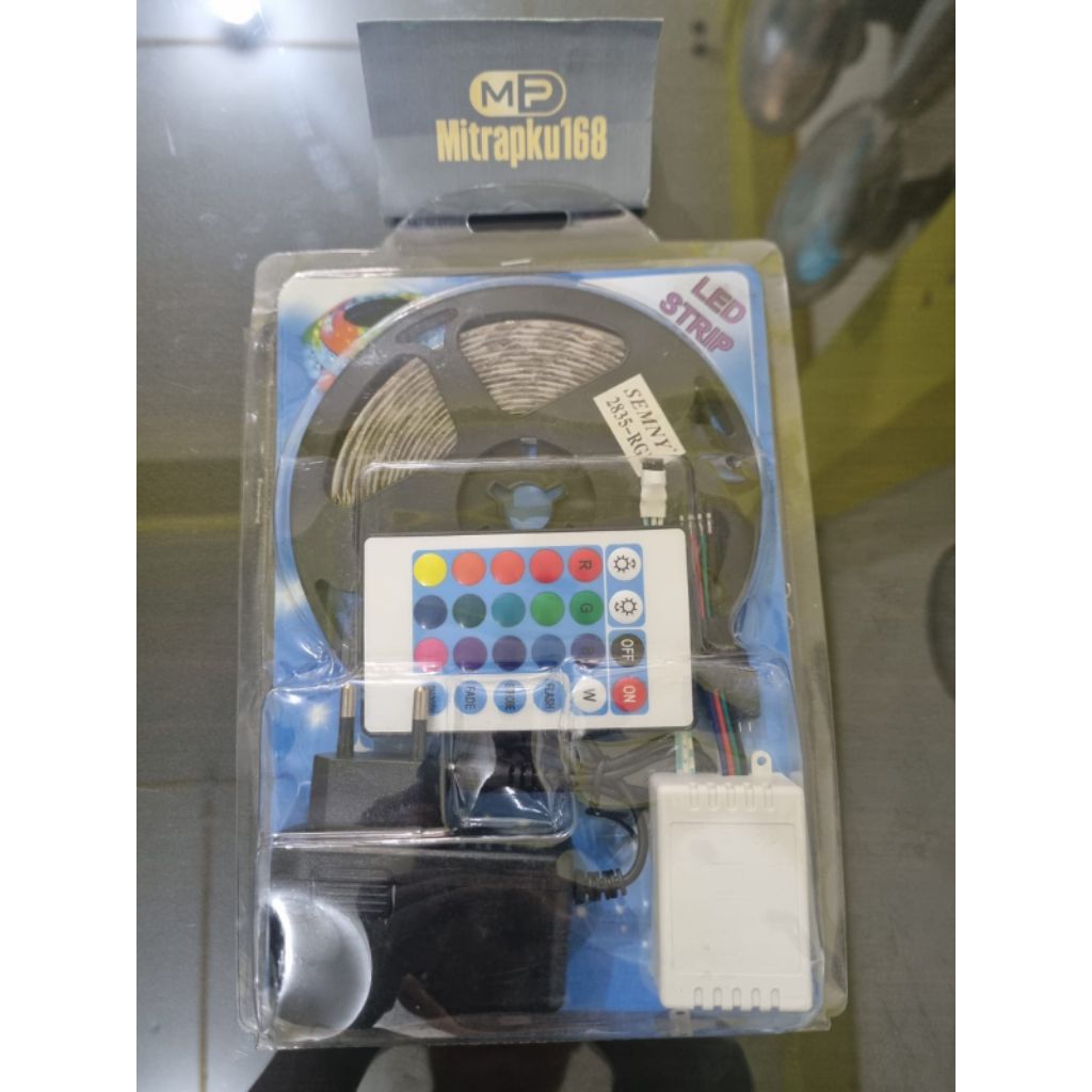 Lampu Led Strip RGB WaterProof Warna Warni IP44 AC 220V + Adaptor + Remote / Led Strip 3528 12V RGB
