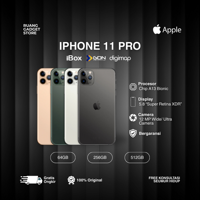 IPHONE 11 PRO SECOND iBOX - DIGIMAP - GDN 64GB 128GB 256GB Midnight Green, Space Gray, Silver, Gold