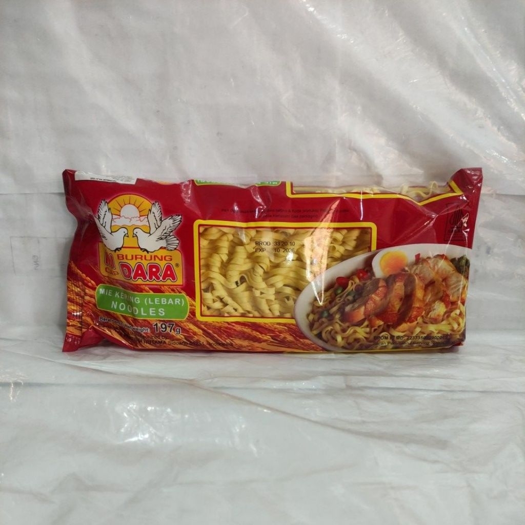 Mie Kering Burung Dara Lebar 197 Gram x 2