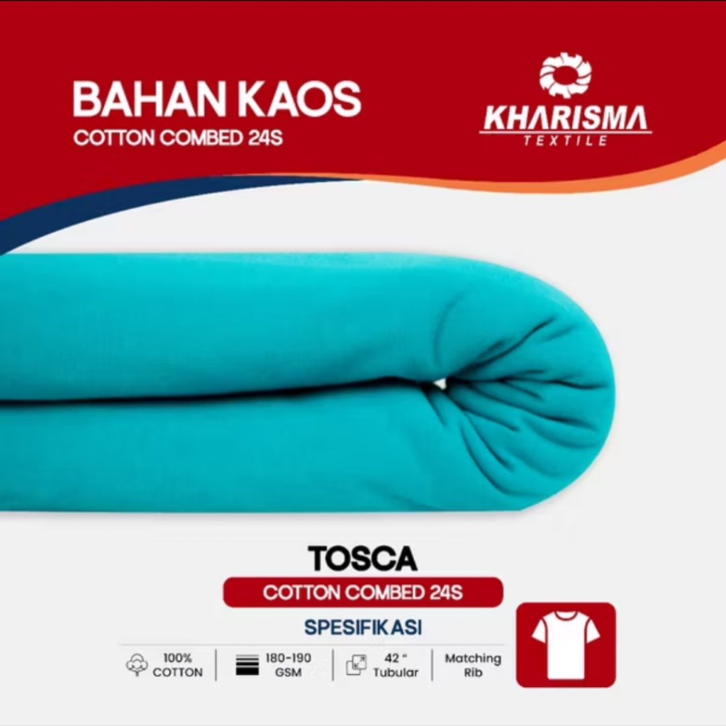 Kain Bahan Kaos Cotton COMBED 24s Tosca | Hijau Tosca | Kharisma Textile Eceran Kiloan Meteran T shi