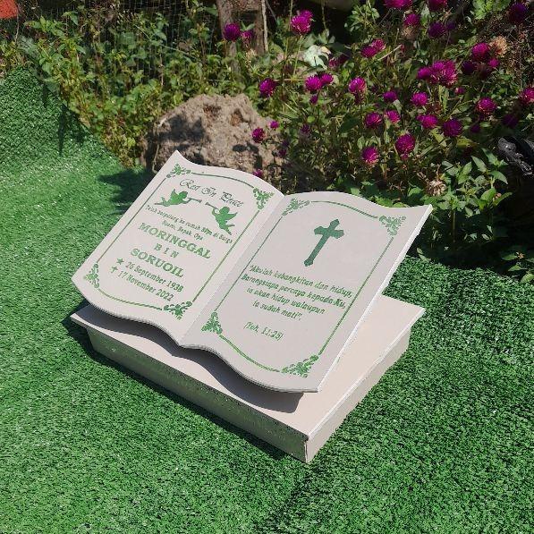 BATU NISAN KRISTEN BENTUK BUKU (30X40)/NISAN GRANIT TILE/NISAN MAKAM TERMURAH+PACKING KAYU