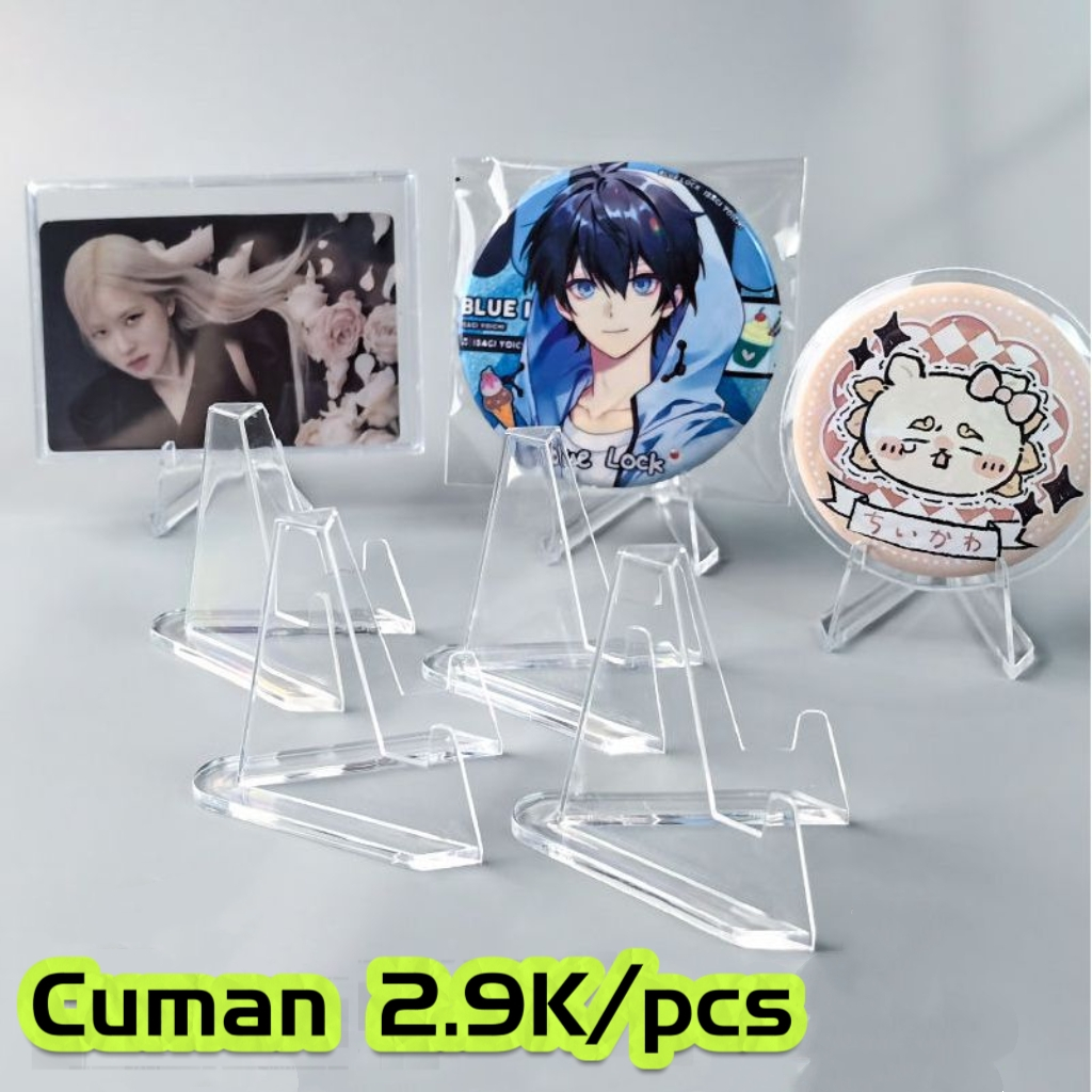 Acrylic display stand card holder untuk badge / pin aksesori dekorasi shikishi merch anime dan manga