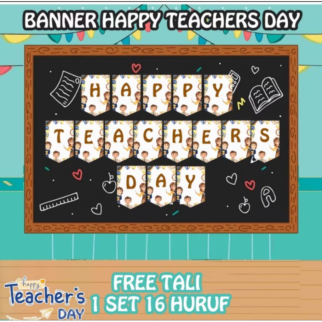 BANNER  SELAMAT HARI GURU HIASAN BUNTING FLAG HARI GURU