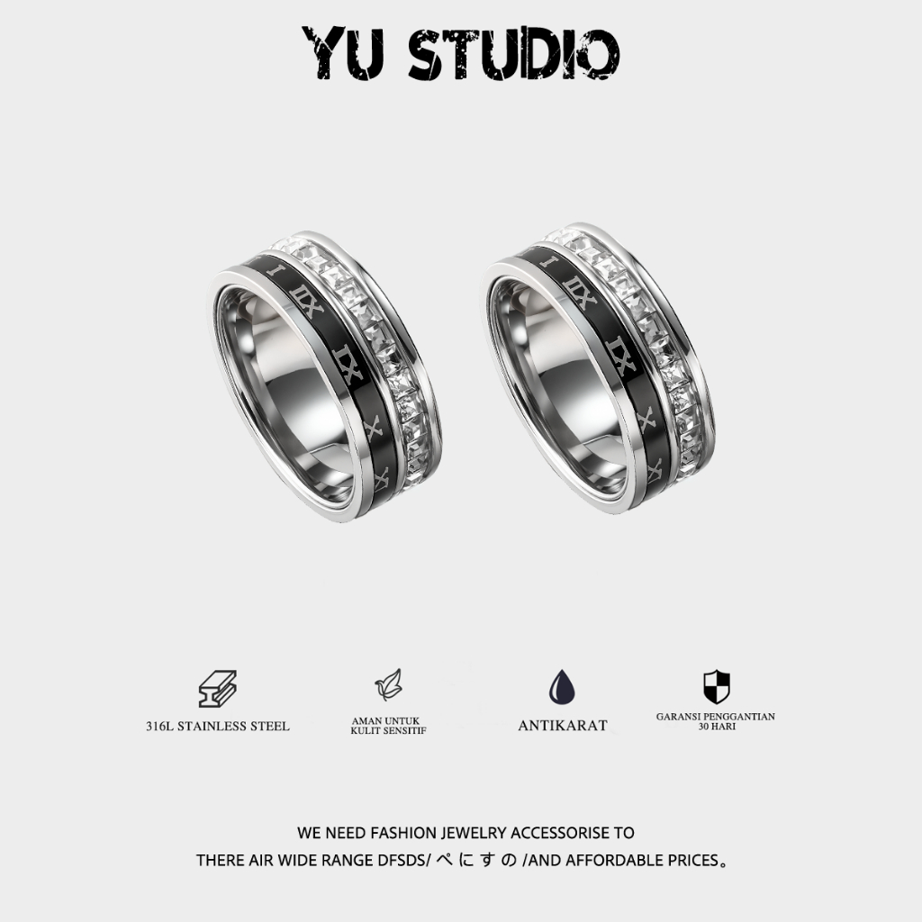 YUSTUDIO-Cincin Couple Unik Bisa Putar - Titanium Ring Pria dengan Motif Bintang, Gaya Trendy dan Be