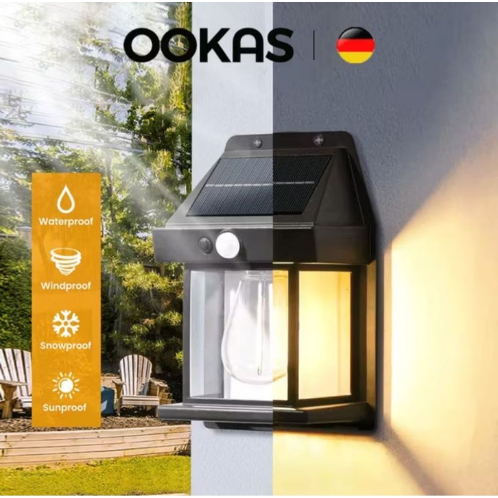 Lampu taman tenaga surya | lampu outdoor | lampu hias dinding menyala otomatis