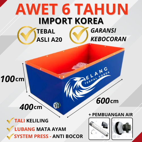 Kolam Terpal Ikan 4x6x1 / 400X600X1 / 6X4X1 Untuk Budidaya Ikan Lele, Nila,Gurame
