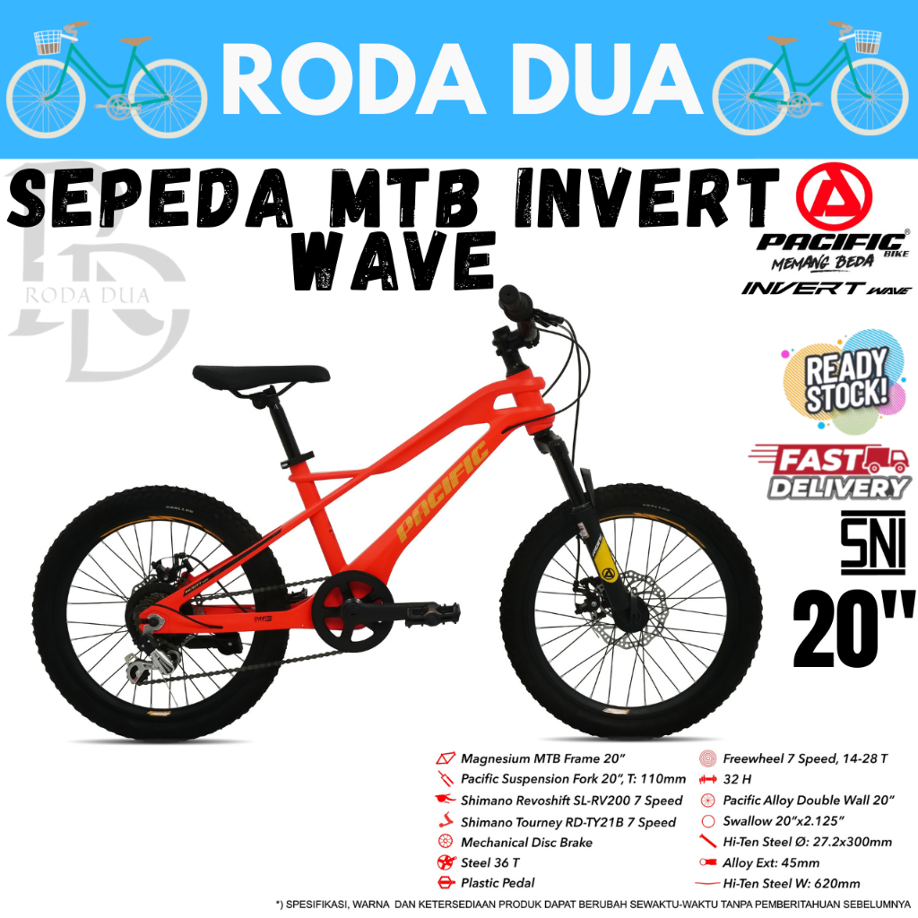 SEPEDA MTB UKURAN 20" INVERT WAVE - 7 SPEED