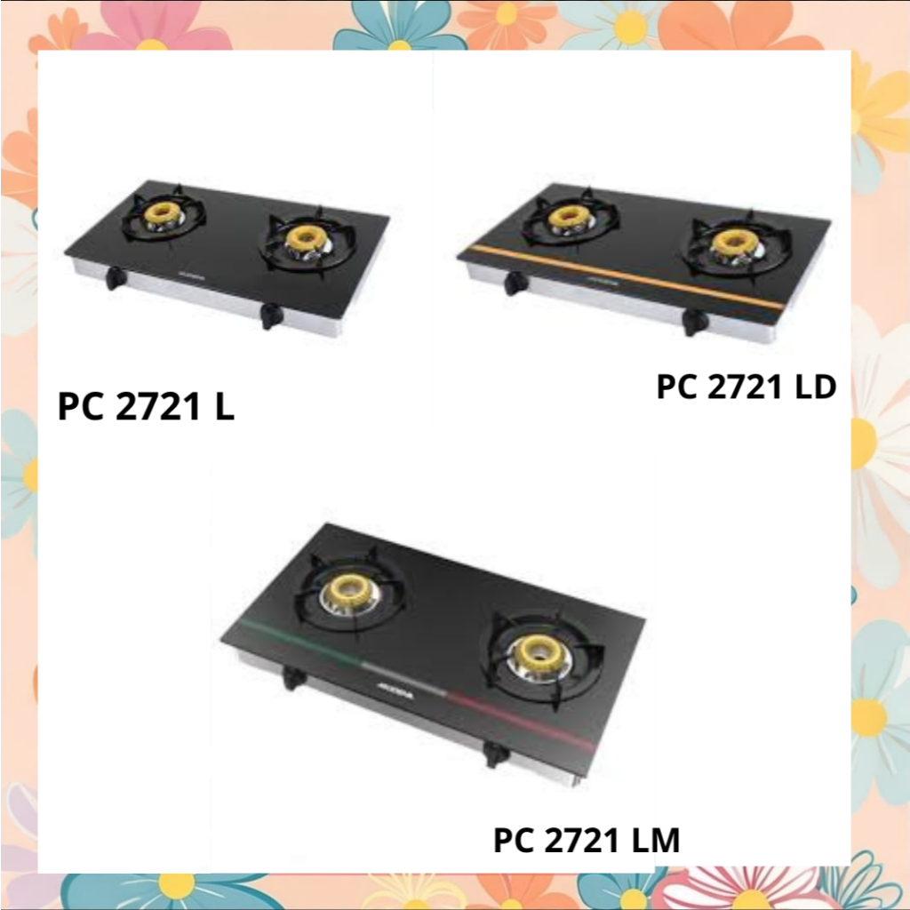 Modena portable kompor gas PC 2721 L/LD/LM kompor kaca 2 tungku