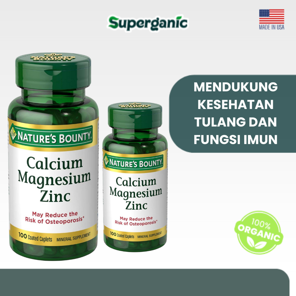 Nature's Bounty Calcium Magnesium Zinc 100 tablets
