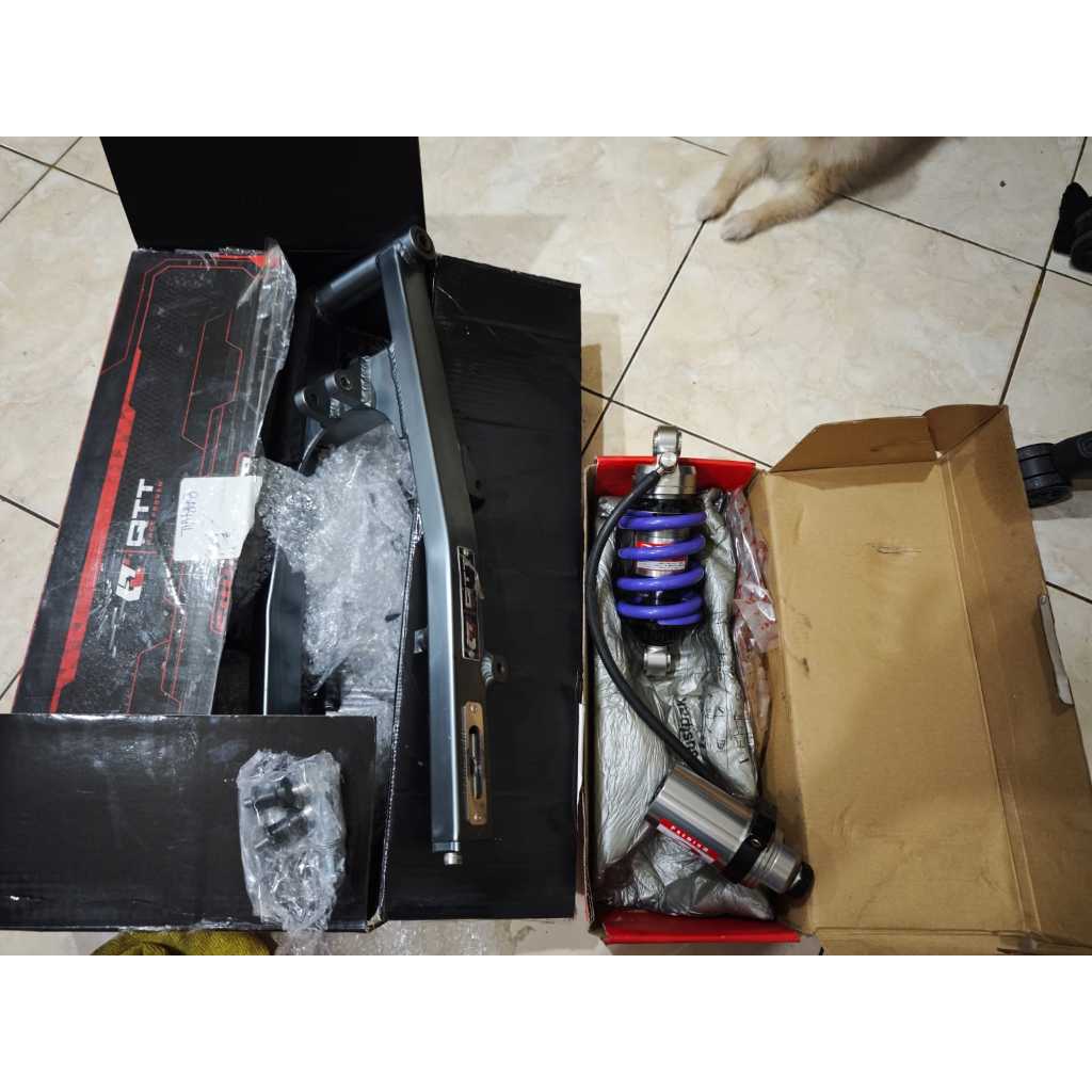 Paket Monoshock 203mm RCB Db2 line dan Swing arm QTT Satria fu Mounting atas PNP Fullset Original Mu