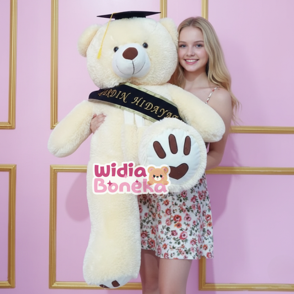 Boneka Wisuda Jumbo Tedy Bear Syal Telapak 1,2 meter