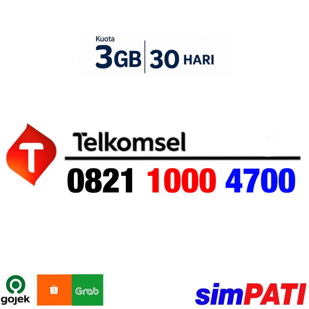 INCLUDE KOUTA 3GB -  Kartu Perdana Nomor Cantik Telkomsel Simpati - RATUSAN RIBUAN - O821 1000 4700