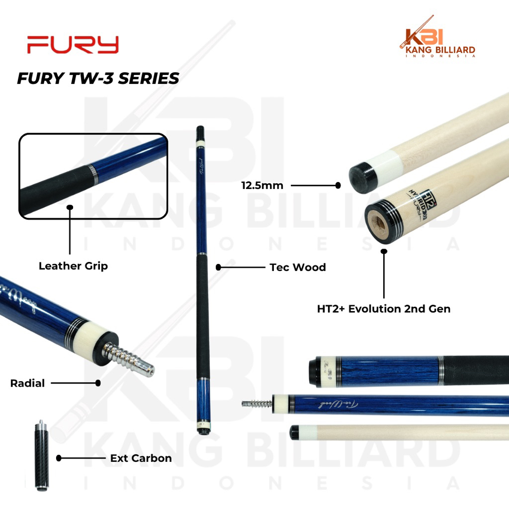 Stick Billiard Play Fury TW 3 Diameter 12.5 mm New