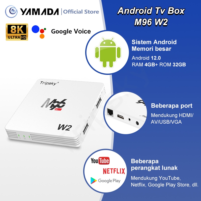Yamada Android Tv Box Android12 OS Stb Ram 4gb Rom 32gb Wifi 5G/2.4G Smart Tv Box 4K Ultra HD