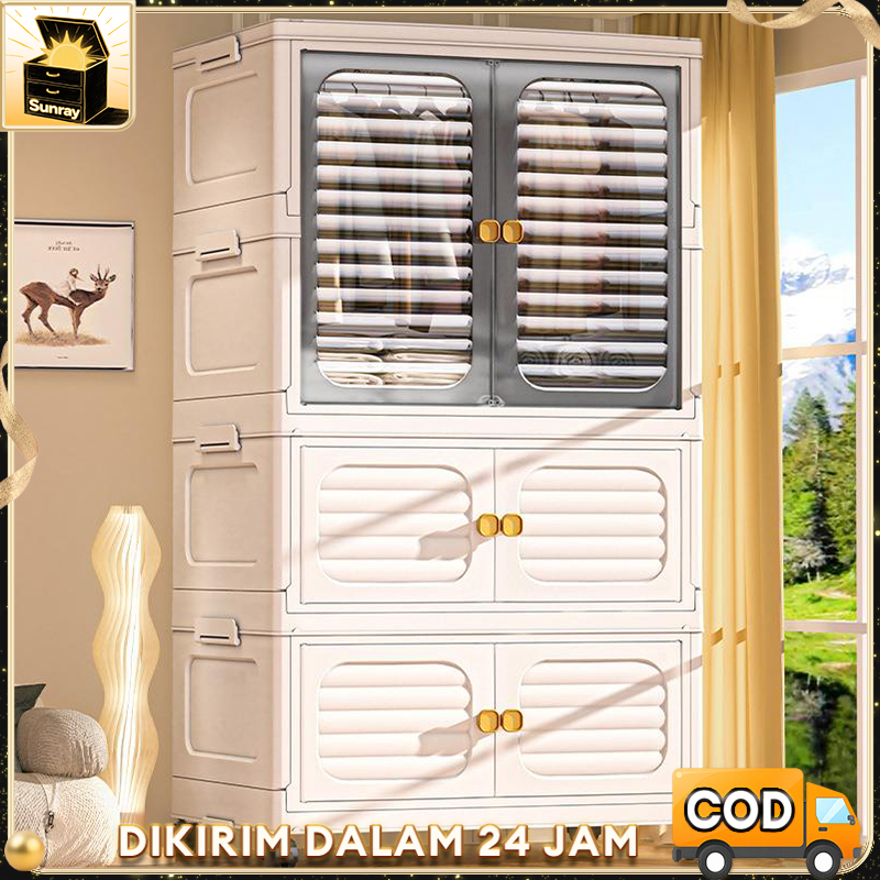 Lemari pakaian plastik lipat/Lemari pakaian anak/Lemari penyimpanan multifungsi/Lemari sepatu