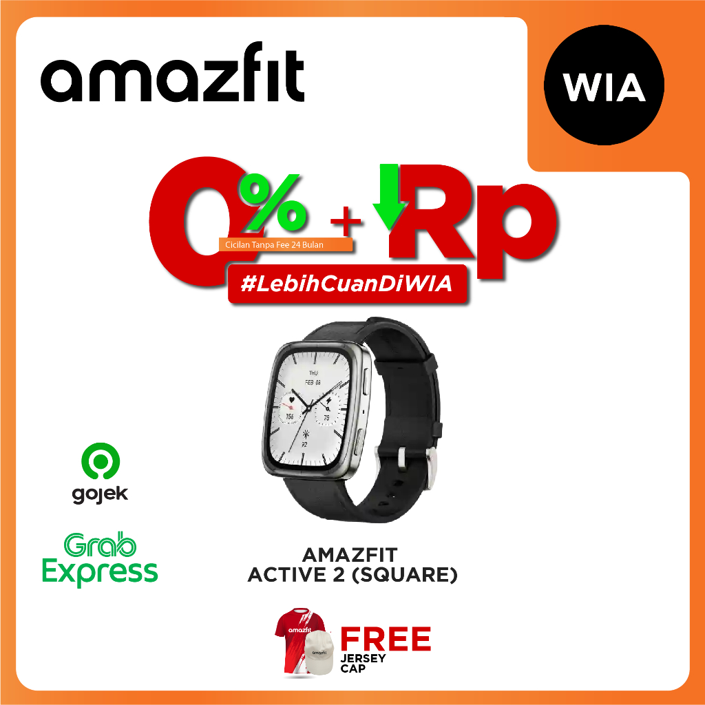 WIA Amazfit Active 2 Square Premium - Sportwatch GPS Jam Tangan Olahraga Original