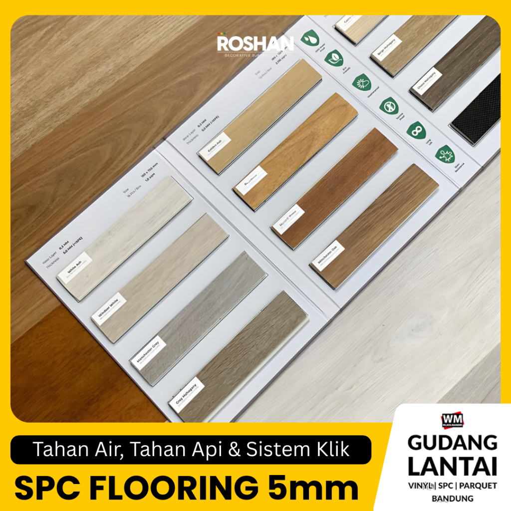 Lantai SPC ROSHAN 5mm Premium | SPC Lantai Flooring Per box 2.196 m2