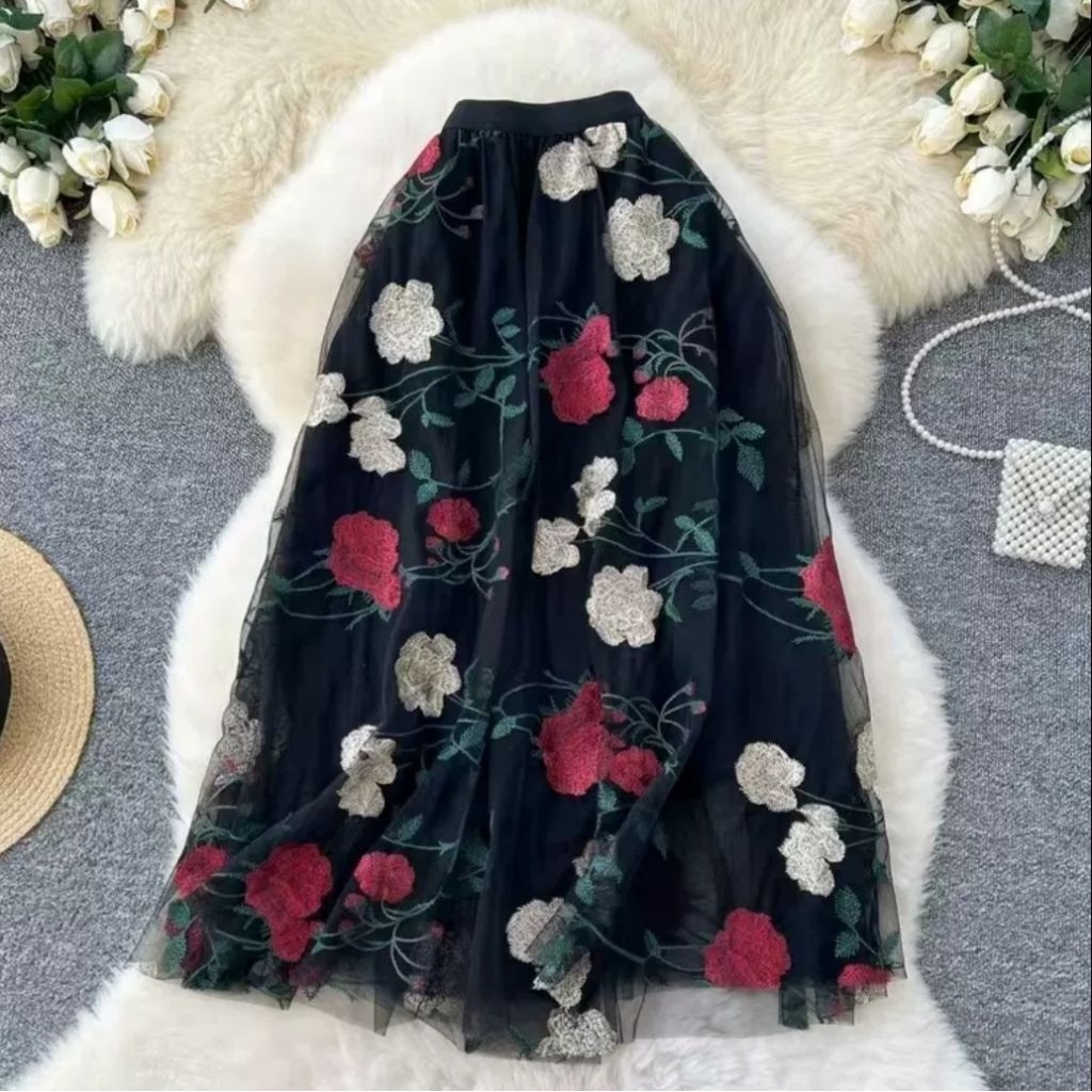 Rok Tutu 3D Import/Maxi Skirt Motif Kupu Kupu Timbul