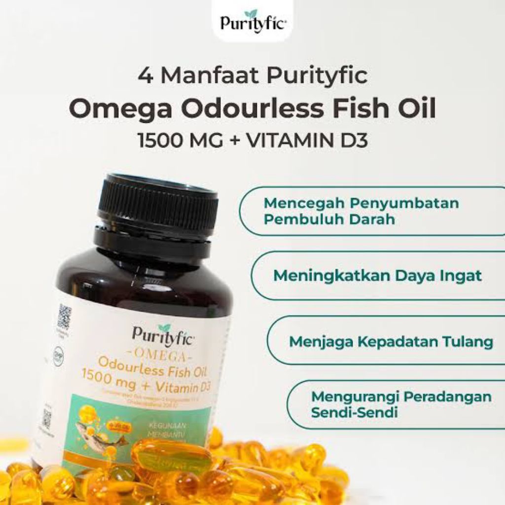 Purity Omega Odourless Fish Oil + D3 1000 IU